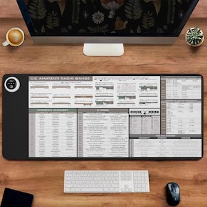 Heated HamShack Reference Mat with Band Plan for Ham Radio / Amateur Radio