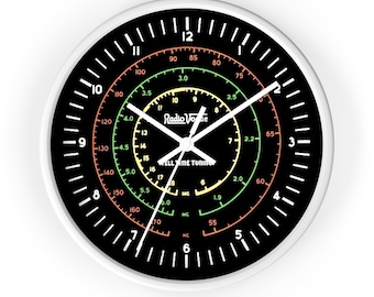Retro Radio Dial Wall Clock, Vintage Ham Shack Decor