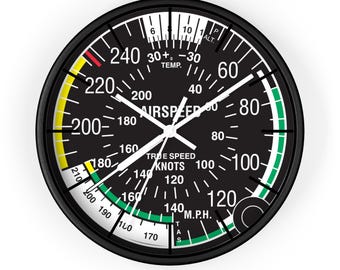 Aircraft airspeed indicator Wall Clock for pilots and aviation enthusiasts