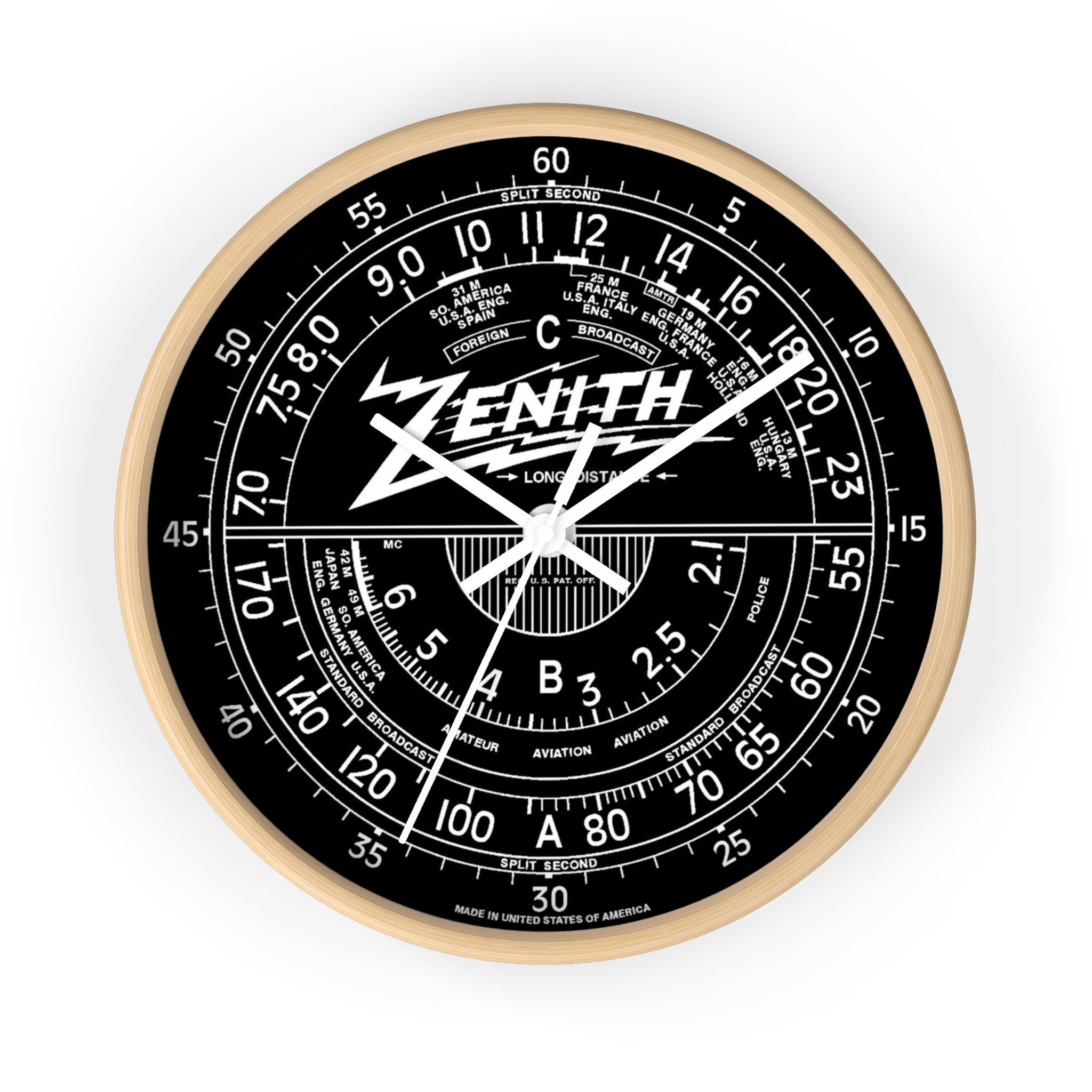 Retro Ham Shack Wall Clock. Zenith Shortwave Dial Ham Radio Gift