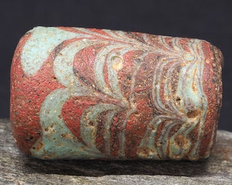 Cuenta de vidrio medieval islámica para el comercio: auténtica pieza de Oriente Medio (900-1200 d. C.)
