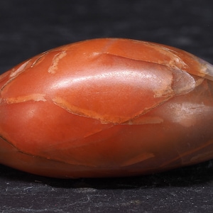 Antique Indo-Tibetan pema raka carnelian bead 南红 22 x 13 mm. Tribal, ethnic jewelry