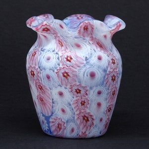 Millefiori Murano glass vase. 1950s. Murano, Venice, Italy