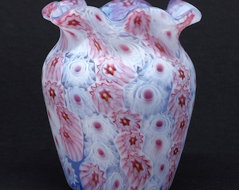 Millefiori Murano glass vase. 1950s. Murano, Venice, Italy