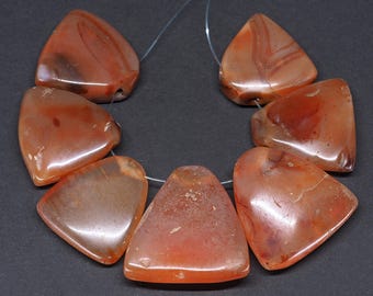 7 Antique Carnelian Agate Beads, Early 20th Century Cambay India, Tribal Focal Stones