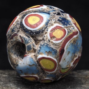 Ancient Islamic Glass Eye Bead: Medieval Jewelry Supply (16mm)