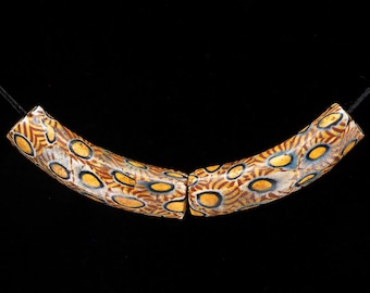 2 Antique Venetian Millefiori Elbow Glass Beads | African Trade | Ethnographic Collectible