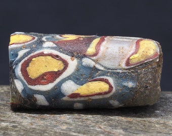 Ancient Islamic Glass Eye Bead: Tribal Jewelry Supply (19x9mm)