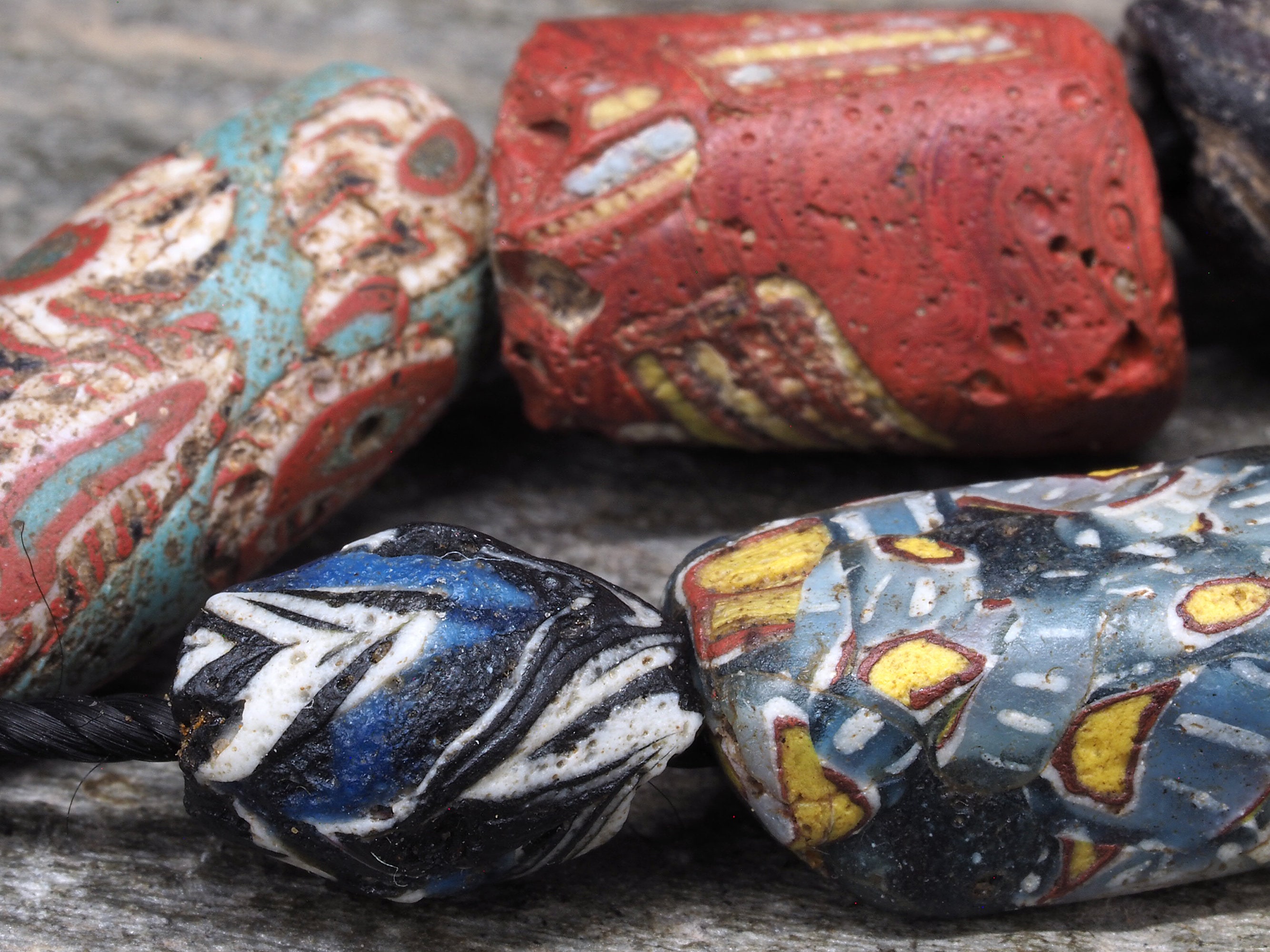 7 Ancient Medieval Islamic Glass Beads. 900-1200 CE. Western