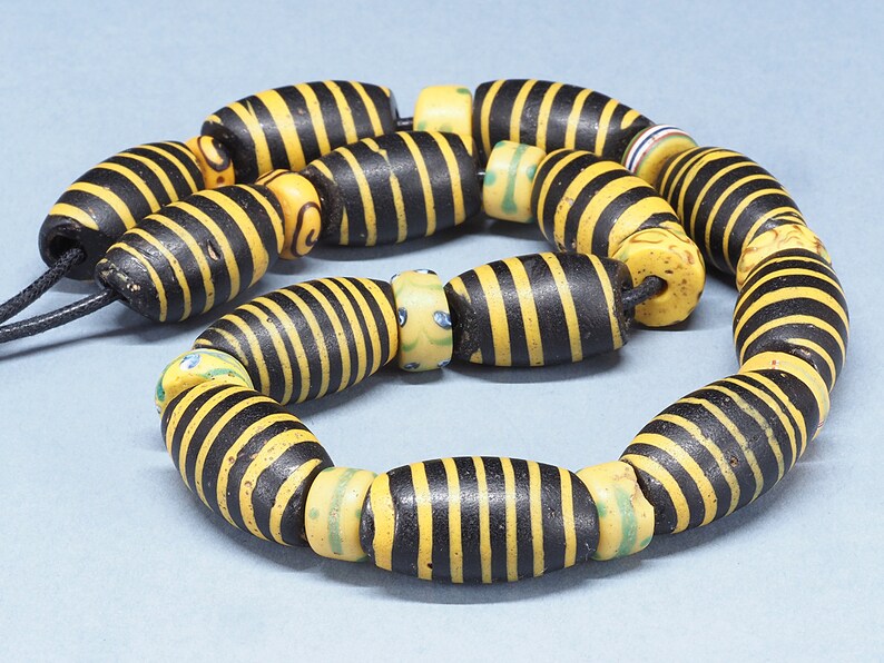 Antique Venetian fancy glass trade beads strand African trade Tribal ethnic jewelry