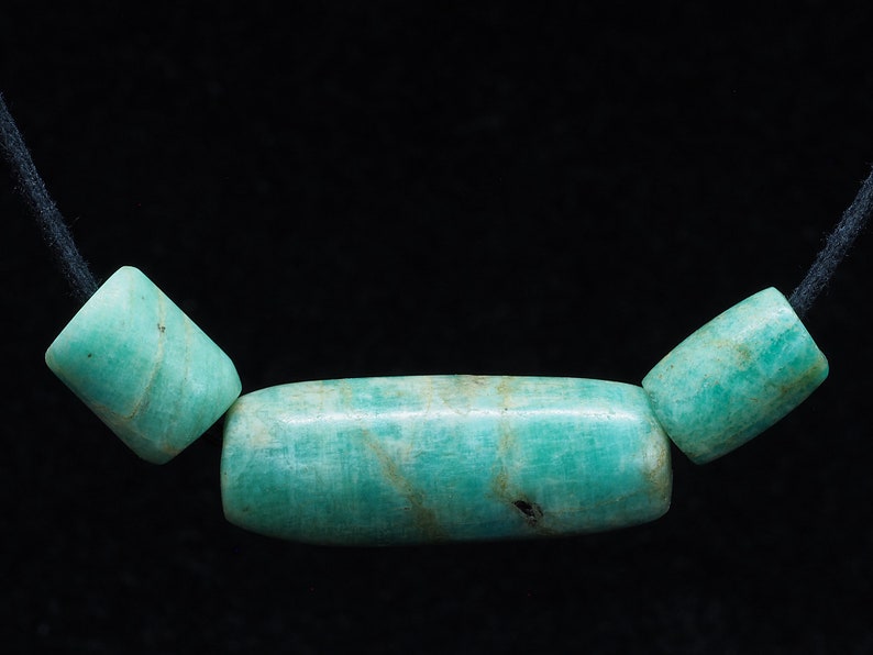 3 Ancient amazonite beads. Mauritania. Tribal, ethnic jewelry image 1