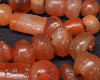 30 Ancient carnelian beads. 7”. Western Africa. Tribal, ethnic jewelry