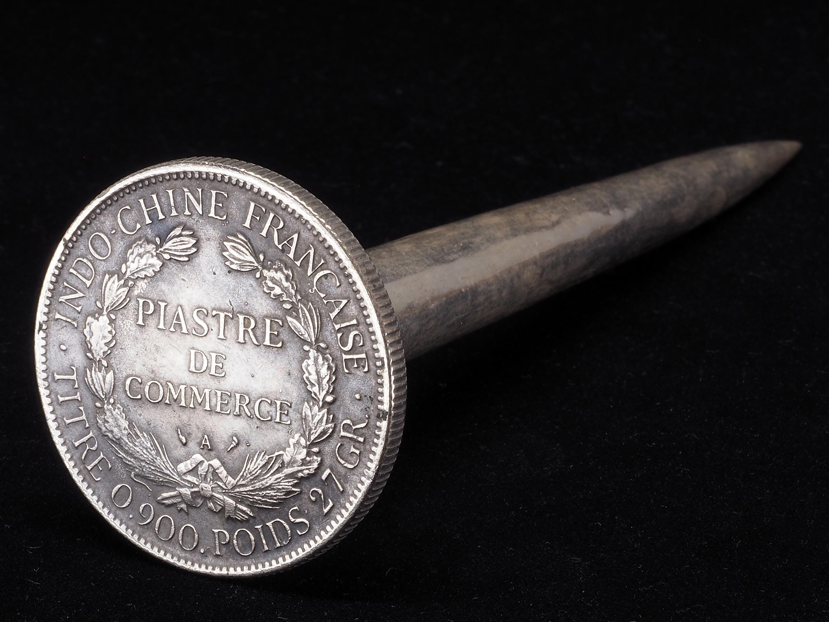 Antique Hmong Silver Hairpin French Indochina Piastre Coin, Rare Miao ...