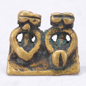 Antique brass ancestor amulet. Senufo, Ivory Coast, Africa. Tribal, ethnic jewelry
