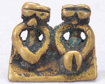 Antikes Messing Ahnenaulet. Senufo, Elfenbeinküste, Afrika. Tribal, ethnischer Schmuck
