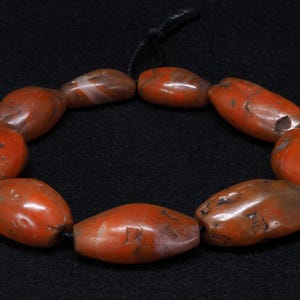 9 Antique Indo-Tibetan pema raka carnelian beads strand 南红 Tribal, ethnic jewelry