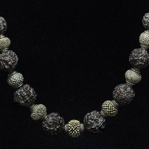 Antique Tamil Gold Washed Silver Rudraksha Bead Strand: Tribal Jewelry