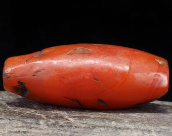 Antique Pema Raka Carnelian Bead Indo Tibetan – Ancient Trade Beads – Rare Collector Bead