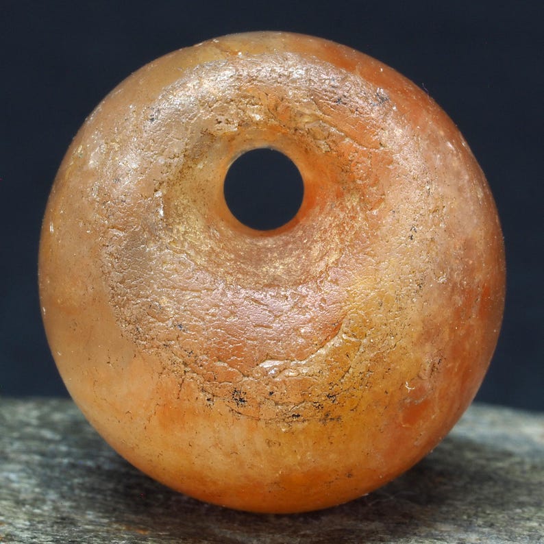 Ø 19 Mm. Ancient Carnelian Bead Pendant, Hair Adornment. Mauritania
