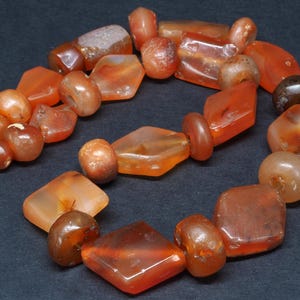 Ancient selected carnelian beads strand. 12’’. Western Africa. Tribal, ethnic jewelry