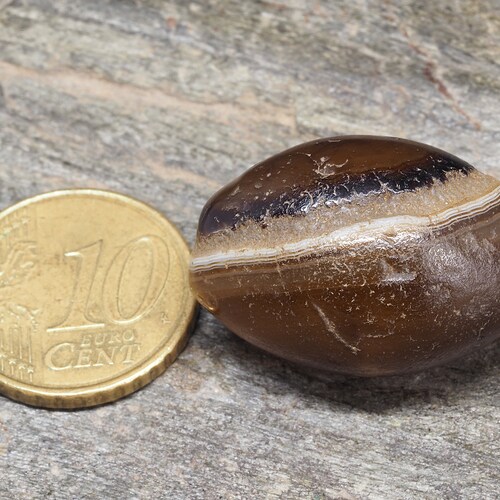 Ancient Indo-Tibetan banded agate Suleimani bead. 27 x 18 shops mm. 药师珠 Tribal, ethnic jewelry