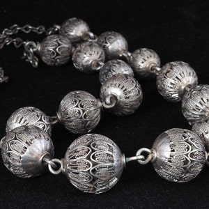 Antique necklace of filigree silver beads. Mauritania