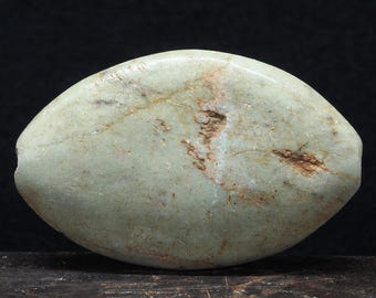 Forntida amazonitpärla. 55 x 35 mm. Mauretanien. Tribal, etniska smycken