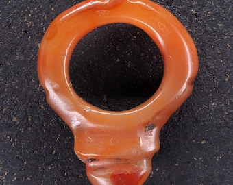 Ancient carnelian talhakimt. 37 x 29 mm. African trade. Western Africa. Tribal, ethnic jewelry