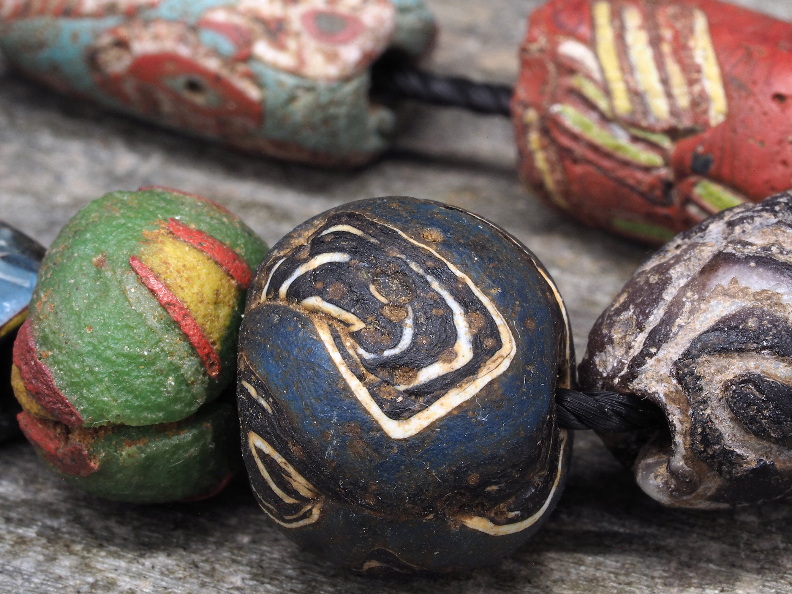 7 Ancient Medieval Islamic Glass Beads. 900-1200 CE. Western
