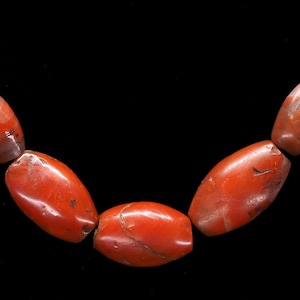 Perles anciennes rares en cornaline pema raka - Perles de collection indo-tibétaines