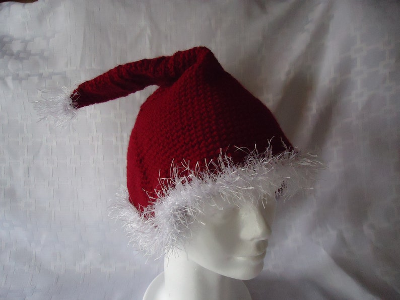 Handmade gifts Hand crocheted item Free Shipping handmade hat Burgundy children size Santa Hat Handmade Crochet hat Santa/'s helpers