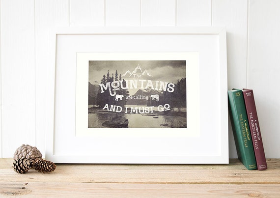 Mountain Wall Art Print Rustic Bathroom Decor Wilderness Etsy