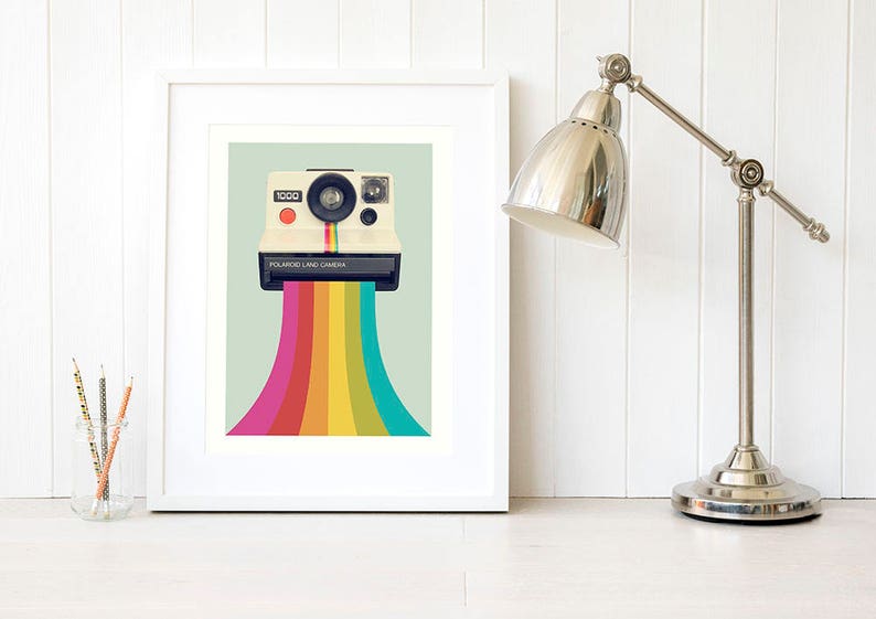 Retro Vintage Camera Wall Art Retro Rainbow Camera Art Print Etsy