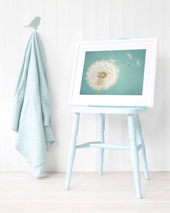 Duck Egg Blue Dandelion Art Dandelion Print Bedroom Wall Decor Baby Boy Nursery Decor