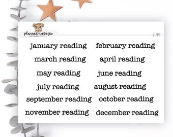 Bookish typewriter monthly reading stickers