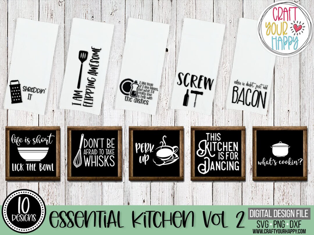 Kitchen Essential SVG Bundle 2 Digital Cutting Files Cricut, Silhouette ...