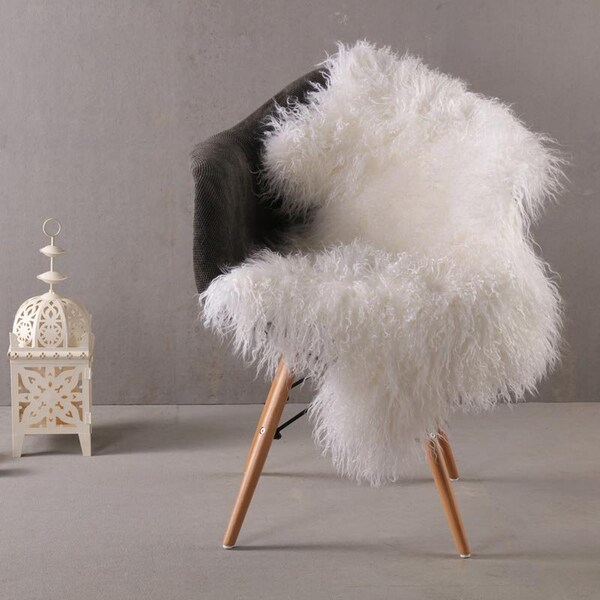 Sheepskin Rug Genuine Tibetan Single Pelt | Chair Cover | Scandinavian Style