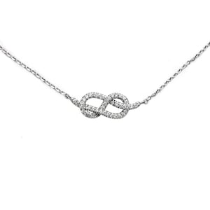 Small Infinity Knot Diamond Necklace, Love Knot Perfect Birthday / Anniversary / New Mom Gift, Celtic Knot Jewelry,