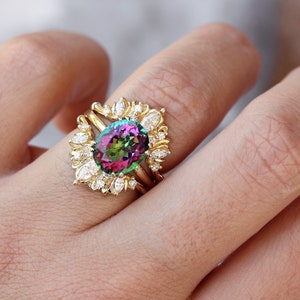 Oval Mystic Topaz Cocktail Statement Colorful Gemstone Ring Size 6.5 READY to ship image 3