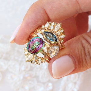 Oval Mystic Topaz Cocktail Statement Colorful Gemstone Ring Size 6.5 READY to ship image 5