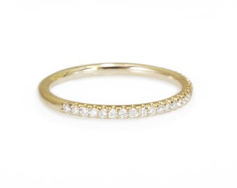 Half Eternity Diamond Band, 0.17carat GVS Diamonds , 14K Yellow Gold, Size 7 - READY to ship