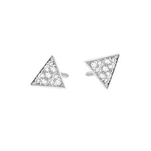 Triangle Diamond Pave Stud Earrings, Dainty Diamond Pyramid Earrings, 14K Solid Gold Studs, Unique Diamond Stud Earrings, Gift For Her