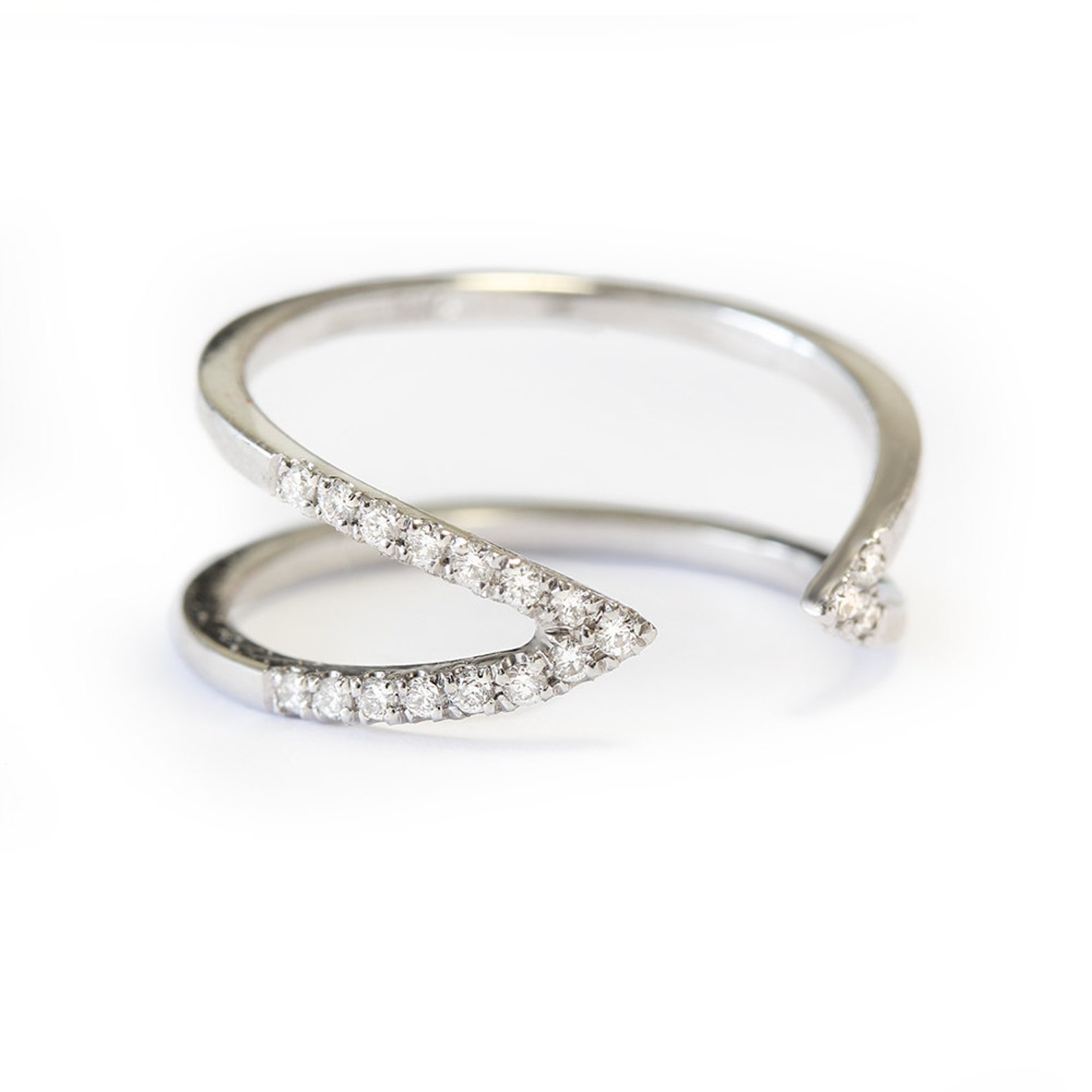 Open V Diamond Ring Simple Gold Diamond Wedding Ring Cuff - Etsy Israel
