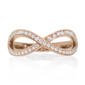 Infinity Diamond Wedding Ring, Infinity engagement ring, Infinity Knot Ring, Women Gold Wedding Bands, Gold & Diamonds ring, Gift for her