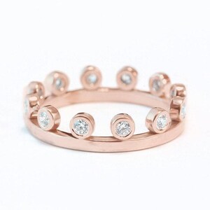 Crown wedding Band, Gold & Diamond Ring, Delicate Diamond Wedding ring, Stackable Rings, crown tiara diamond ring, classic wedding ring