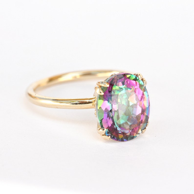 Oval Mystic Topaz Cocktail Statement Colorful Gemstone Ring Size 6.5 READY to ship image 2
