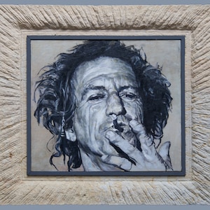 Keith Richards | oil painting with sandstone frame