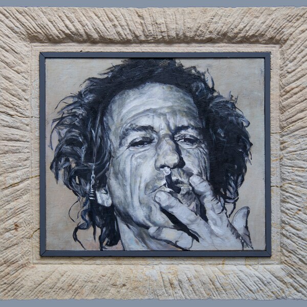 Keith Richards | oilpainting with sandstone frame