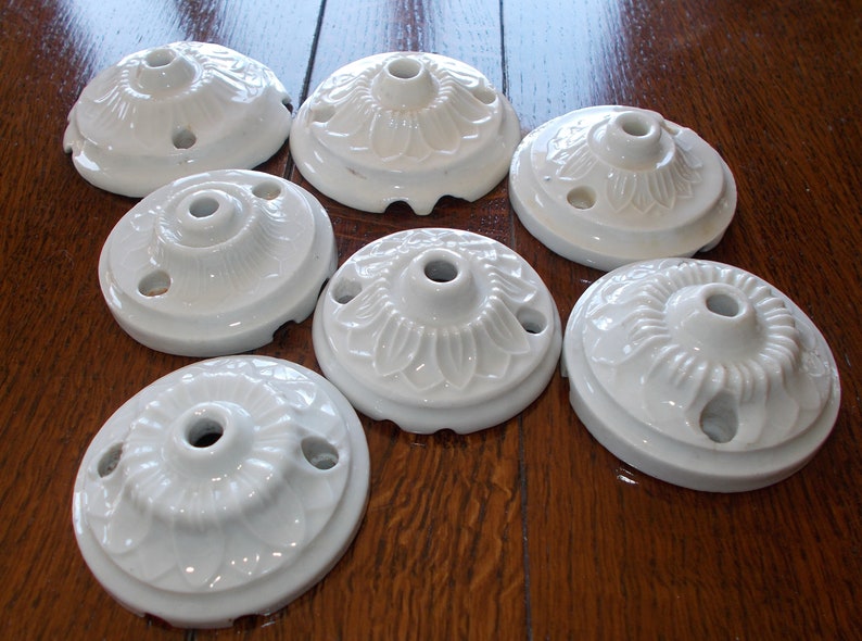 Lot Of 7 X Ceramic Ceiling Rose Vintage French 1940 S Etsy