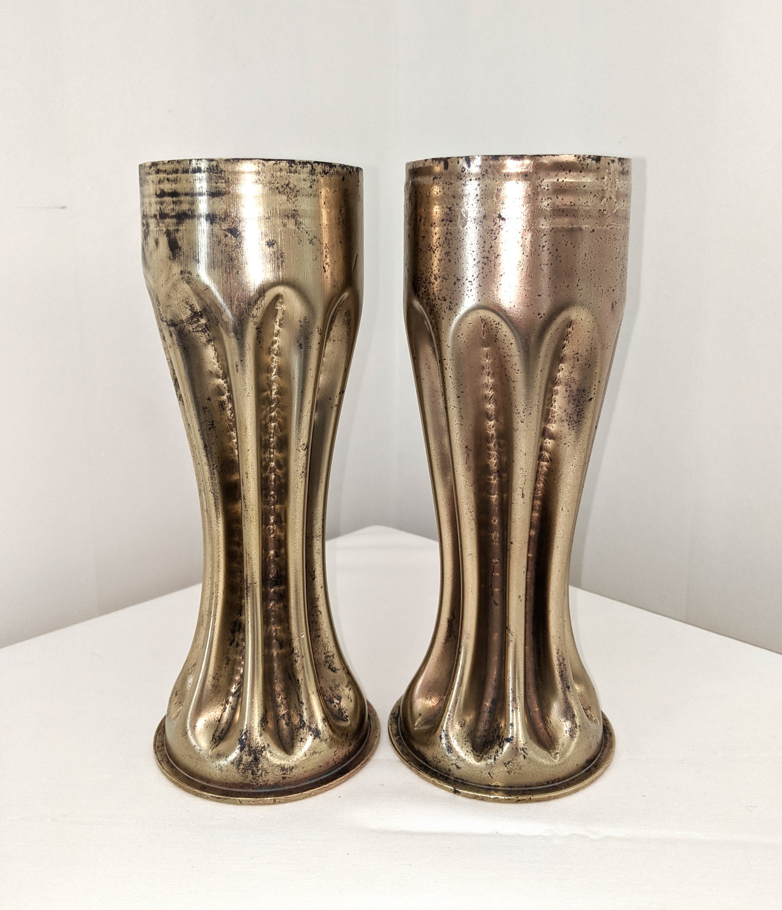 Pair Of Trench Art Gun Shell Case Vintage French Repousse Etsy New Zealand